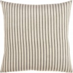 Surya Penelope Stripe Light Beige Pillow Shell With Polyester Insert 18"H X 18"W