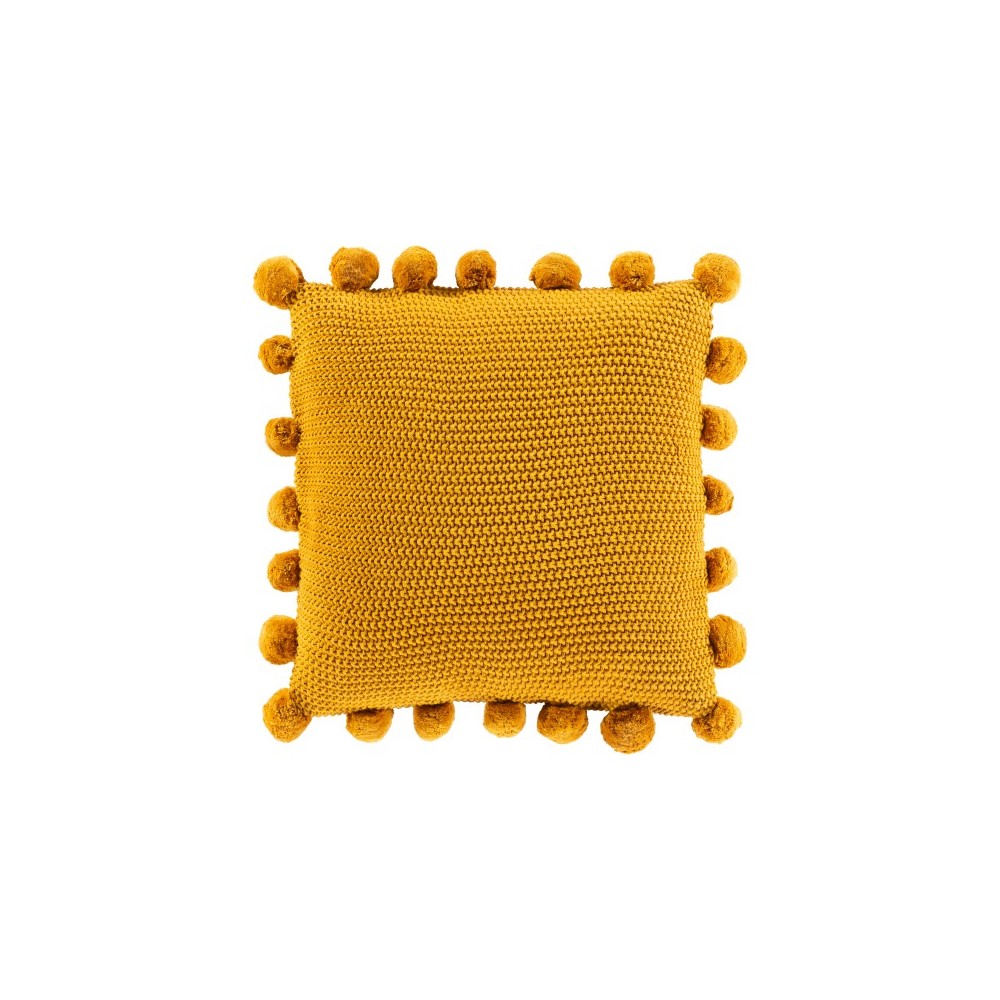 Surya Pomtastic Mustard Pillow Shell With Down Insert 18"H X 18"W Surya Pomtastic Mustard Pillow Shell With Down Insert 18"H X 18"W