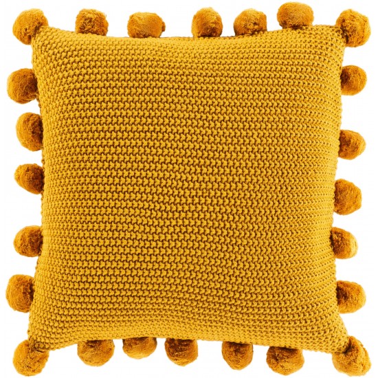 Surya Pomtastic Mustard Pillow Shell With Down Insert 18"H X 18"W