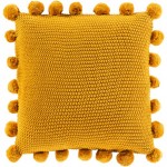 Surya Pomtastic Mustard Pillow Shell With Polyester Insert 18"H X 18"W