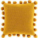 Surya Pomtastic Mustard Pillow Shell With Polyester Insert 18"H X 18"W