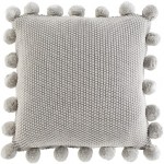 Surya Pomtastic Light Gray Pillow Shell With Down Insert 18"H X 18"W