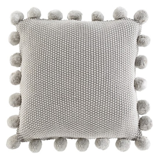 Surya Pomtastic Light Gray Pillow Shell With Down Insert 18"H X 18"W