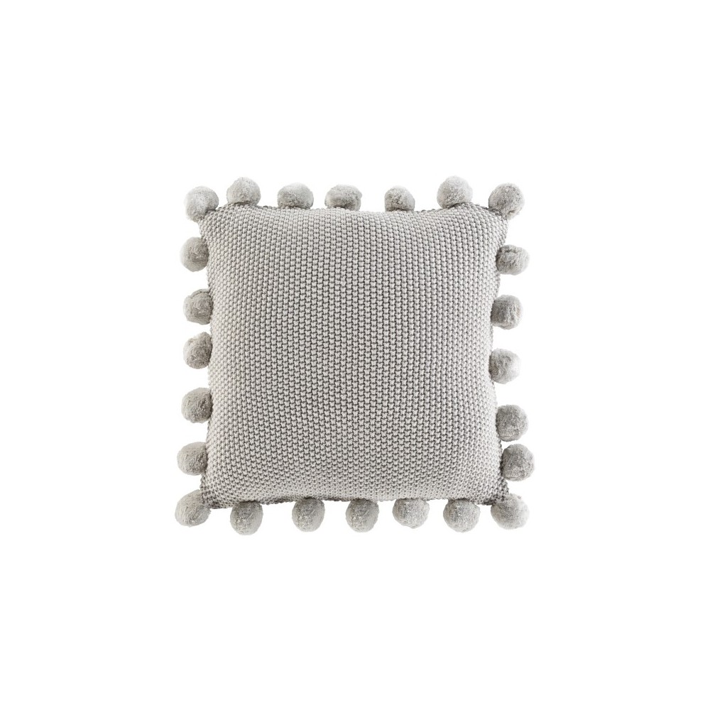 Surya Pomtastic Light Gray Pillow Shell With Down Insert 18"H X 18"W Surya Pomtastic Light Gray Pillow Shell With Down Insert 18"H X 18"W