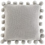 Surya Pomtastic Light Gray Pillow Shell With Polyester Insert 18"H X 18"W