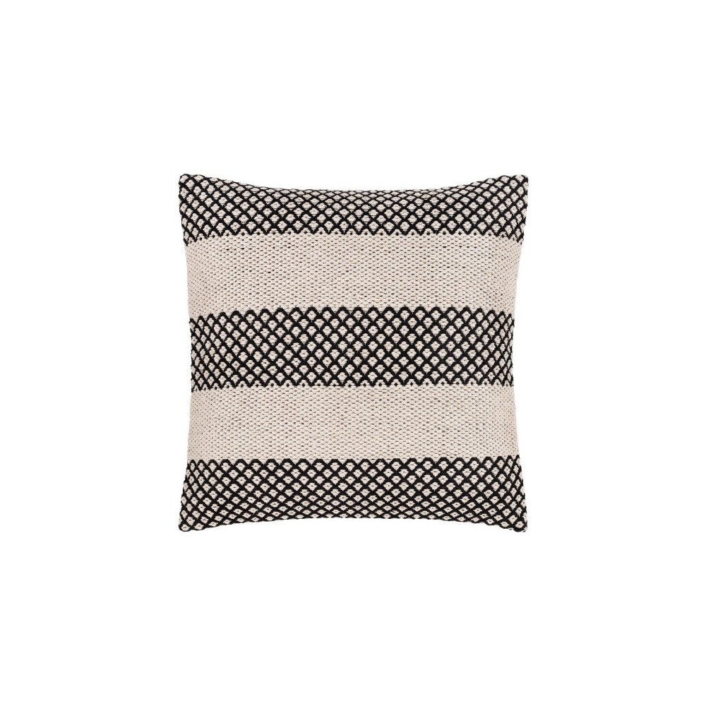 Surya Ryder Black Pillow Shell With Down Insert 20"H X 20"W Surya Ryder Black Pillow Shell With Down Insert 20"H X 20"W