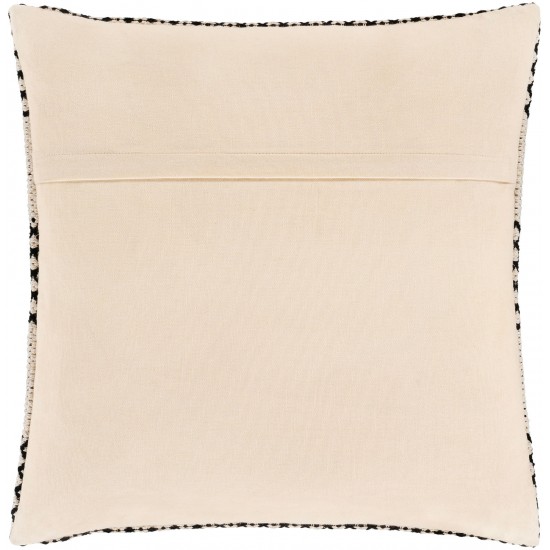 Surya Ryder Black Pillow Shell With Down Insert 20"H X 20"W