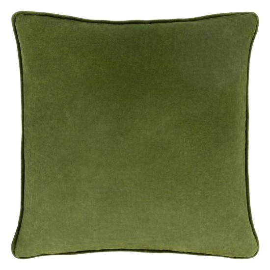 Surya Safflower Medium Green Pillow Shell With Down Insert 20"H X 20"W