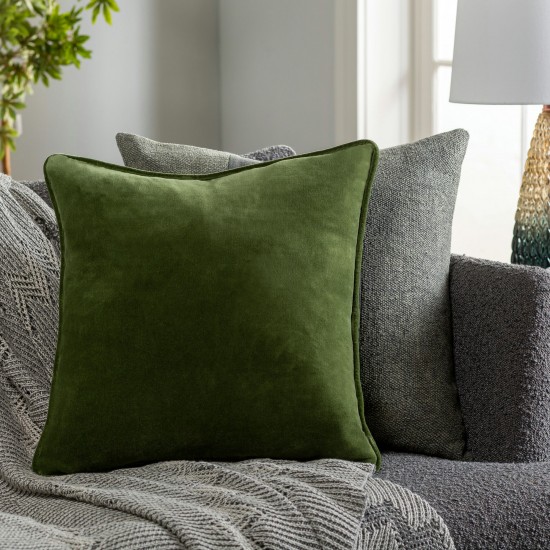 Surya Safflower Medium Green Pillow Shell With Polyester Insert 20"H X 20"W
