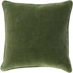 Surya Safflower Medium Green Pillow Shell With Down Insert 22"H X 22"W