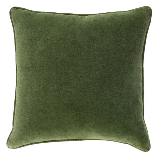 Surya Safflower Medium Green Pillow Shell With Down Insert 22"H X 22"W