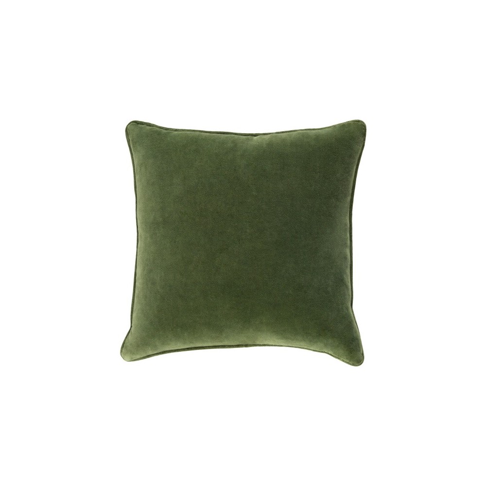 Surya Safflower Medium Green Pillow Shell With Down Insert 22"H X 22"W