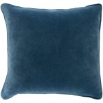 Surya Safflower Dark Blue Pillow Shell With Polyester Insert 22"H X 22"W