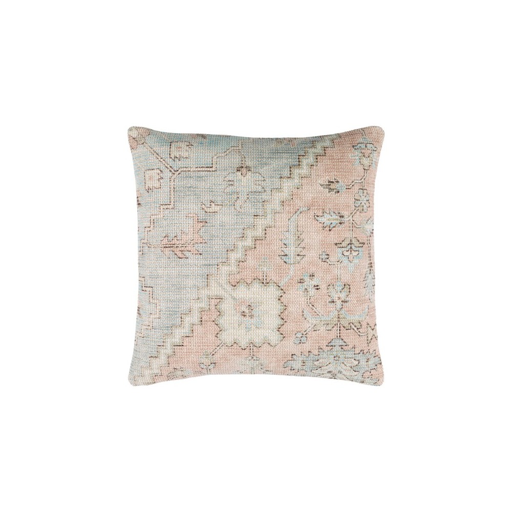 Surya Samsun Pillow Shell With Down Insert 22"H X 22"W - Cream, Dusty Pink
