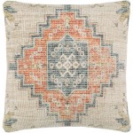 Surya Samsun Pillow Shell With Down Insert 18"H X 18"W - Cream, Deep Teal