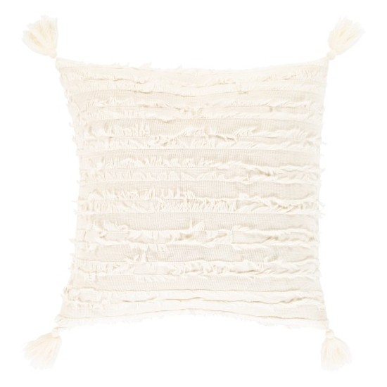 Surya Sereno Ivory Pillow Shell With Down Insert 18"H X 18"W