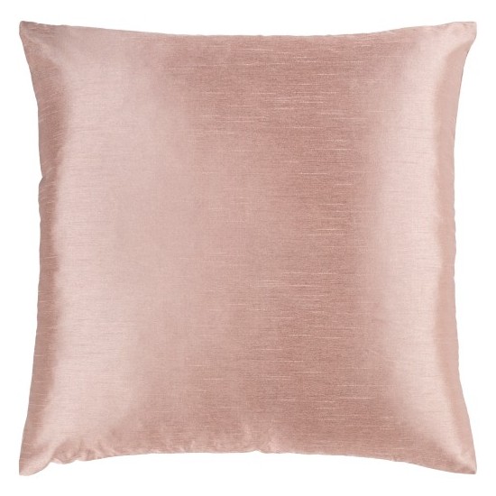 Surya Solid Luxe Dusty Pink Pillow Shell With Down Insert 18"H X 18"W