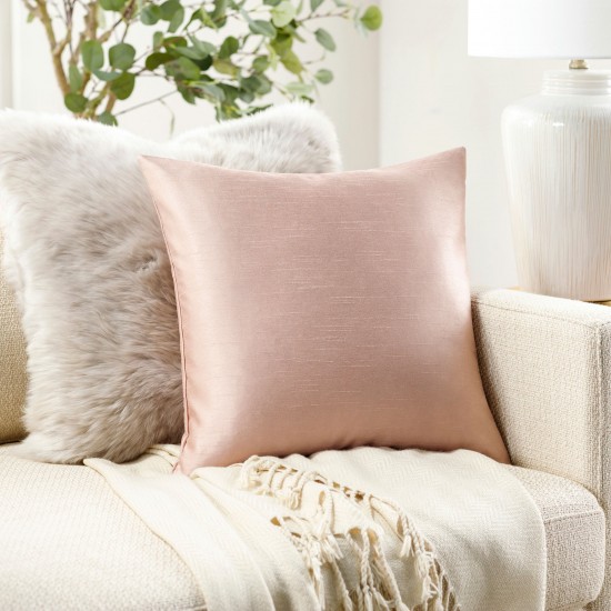 Surya Solid Luxe Dusty Pink Pillow Shell With Down Insert 18"H X 18"W