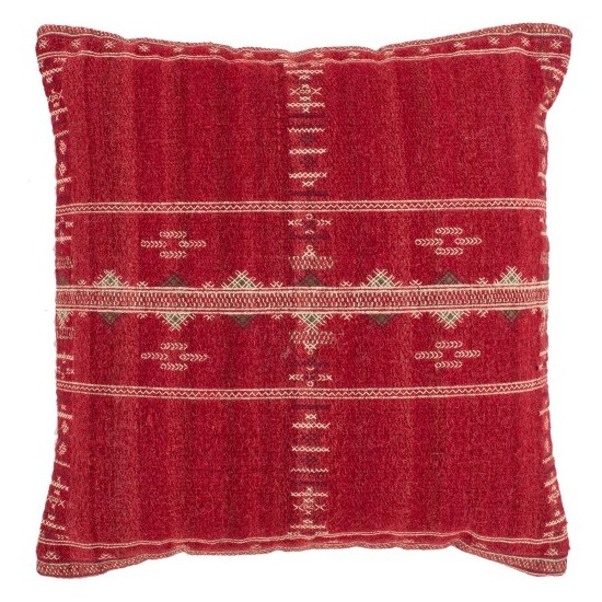 Surya Stine Red Pillow Shell With Down Insert 18"H X 18"W