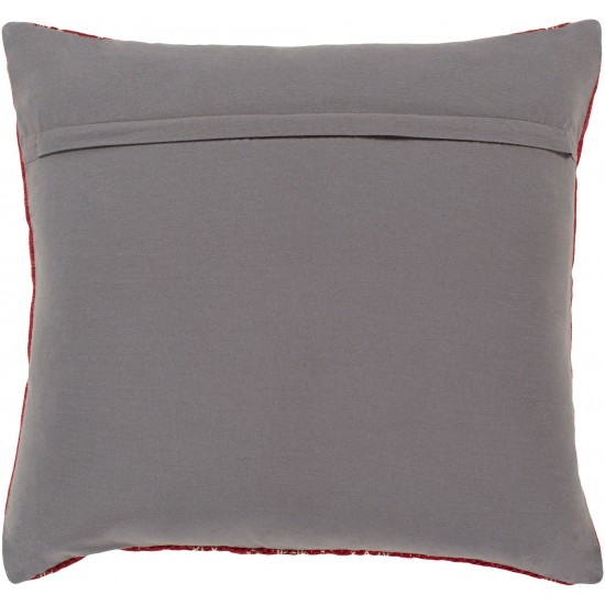 Surya Stine Red Pillow Shell With Down Insert 18"H X 18"W