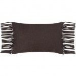 Surya Suede Fringe Black Pillow Shell With Polyester Insert 14"H X 22"W