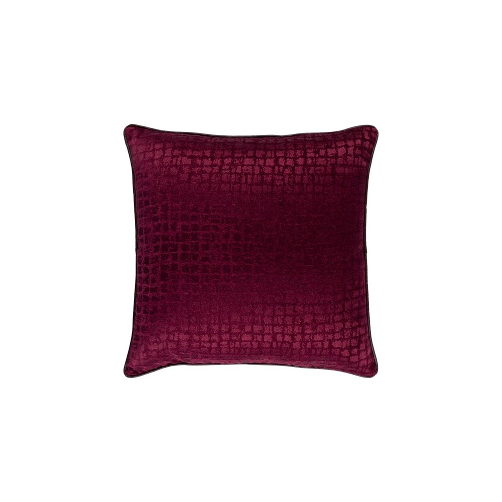 Surya Tambi Burgundy Pillow Shell With Polyester Insert 18"H X 18"W