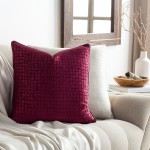 Surya Tambi Burgundy Pillow Shell With Down Insert 20"H X 20"W