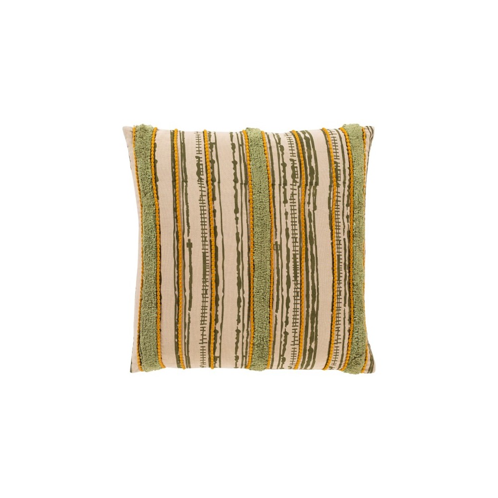 Surya Tanzania Pillow Shell With Down Insert 18"H X 18"W Olive