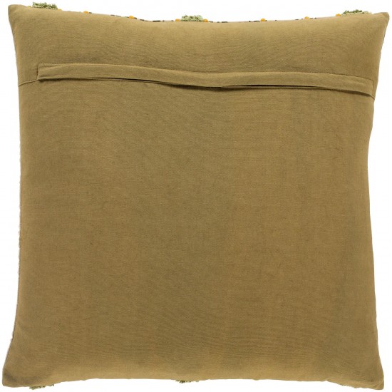 Surya Tanzania Pillow Shell With Down Insert 18"H X 18"W Olive