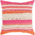 Surya Temara Pink Pillow Shell With Down Insert 18"H X 18"W