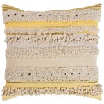 Surya Temara Bright Yellow Pillow Shell With Down Insert 18"H X 18"W