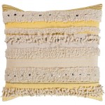Surya Temara Bright Yellow Pillow Shell With Polyester Insert 18"H X 18"W