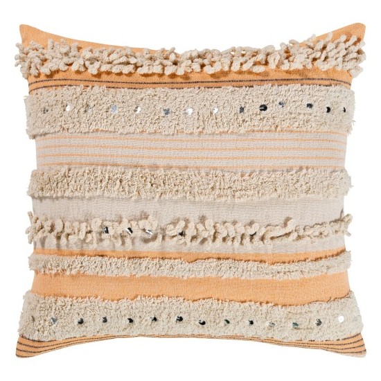 Surya Temara Pillow Shell With Down Insert 18"H X 18"W Light Beige