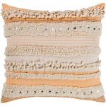Surya Temara Pillow Shell With Polyester Insert 22"H X 22"W Light Beige