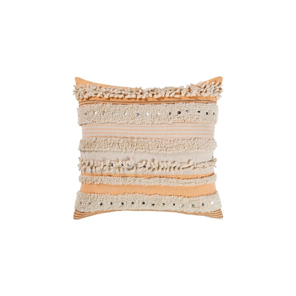 Surya Temara Pillow Shell With Polyester Insert 22"H X 22"W Light Beige Surya Temara Pillow Shell With Polyester Insert 22"H X 22"W Light Beige