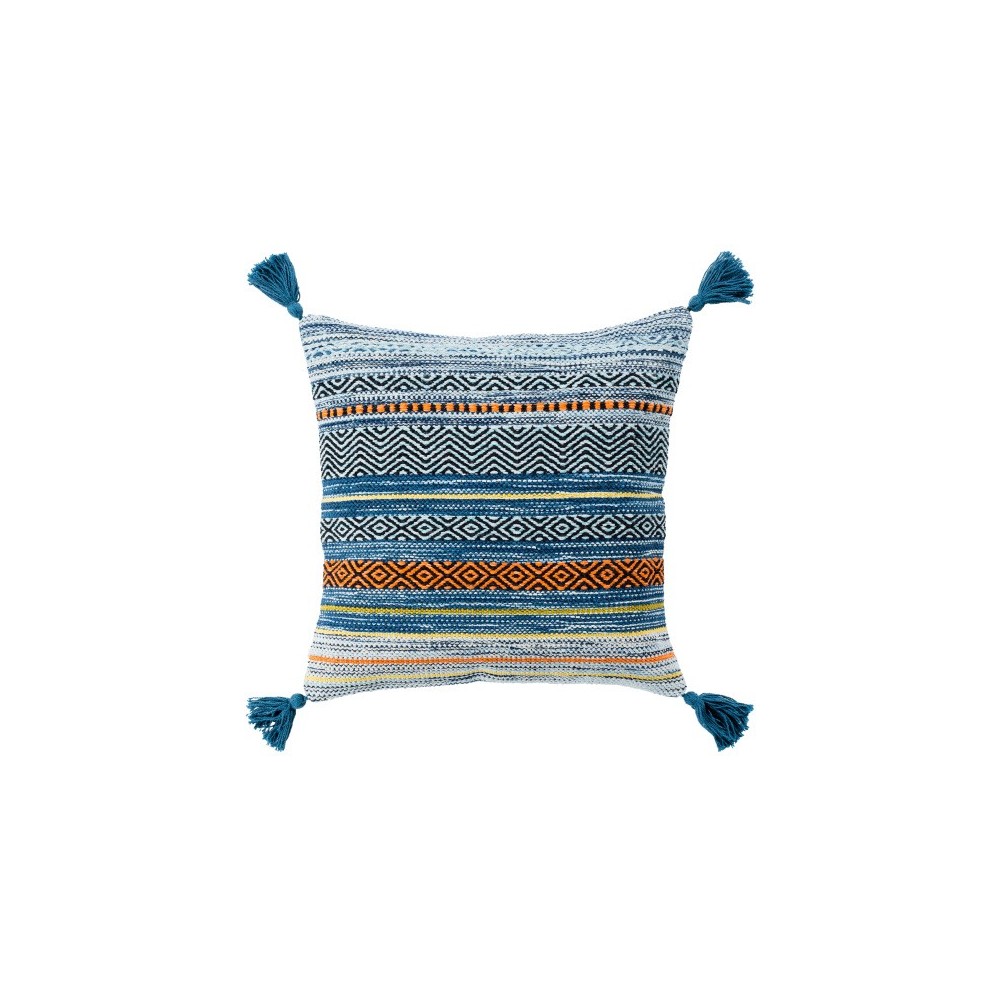 Surya Trenza Pillow Shell With Down Insert 22"H X 22"W Blue