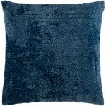 Surya Velvet Deco Dark Blue Pillow Shell With Down Insert 18"H X 18"W