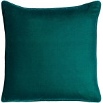 Surya Velvet Glam Deep Teal Pillow Shell With Down Insert 18"H X 18"W