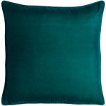 Surya Velvet Glam Deep Teal Pillow Shell With Down Insert 20"H X 20"W