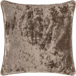 Surya Velvet Mood Taupe Pillow Shell With Polyester Insert 20"H X 20"W