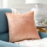 Surya Velvet Mood Dusty Coral Pillow Shell With Down Insert 18"H X 18"W