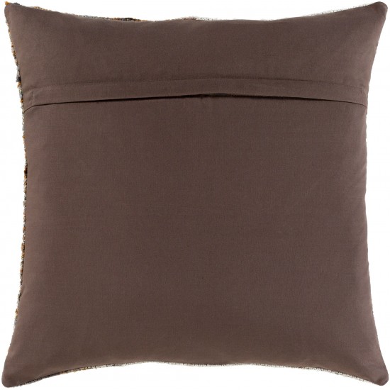 Surya Vibe Dark Brown Pillow Shell With Down Insert 20"H X 20"W