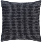 Surya Waffle Black Pillow Shell With Polyester Insert 18"H X 18"W