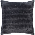 Surya Waffle Black Pillow Shell With Down Insert 20"H X 20"W