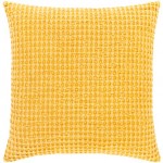 Surya Waffle Saffron Pillow Shell With Down Insert 20"H X 20"W