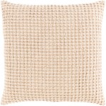 Surya Waffle Tan Pillow Shell With Down Insert 18"H X 18"W