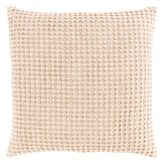 Surya Waffle Tan Pillow Shell With Down Insert 18"H X 18"W