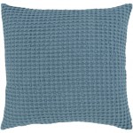 Surya Waffle Light Blue Pillow Shell With Polyester Insert 18"H X 18"W