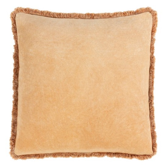 Surya Washed Cotton Velvet Camel Pillow Shell With Down Insert 18"H X 18"W