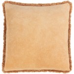 Surya Washed Cotton Velvet Camel Pillow Shell With Down Insert 22"H X 22"W